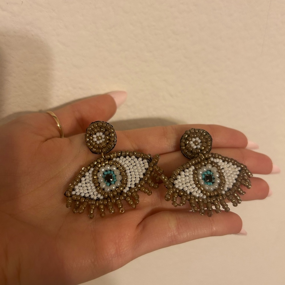 Beaded Evil Eye Earrings